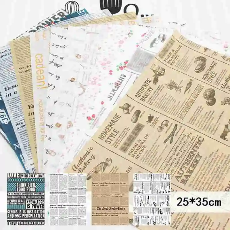 

50Pcs Greaseproof Paper For Bread Sandwich Burger Fries Food-grade Wax Paper Baking Oilpaper Wrapping Paper