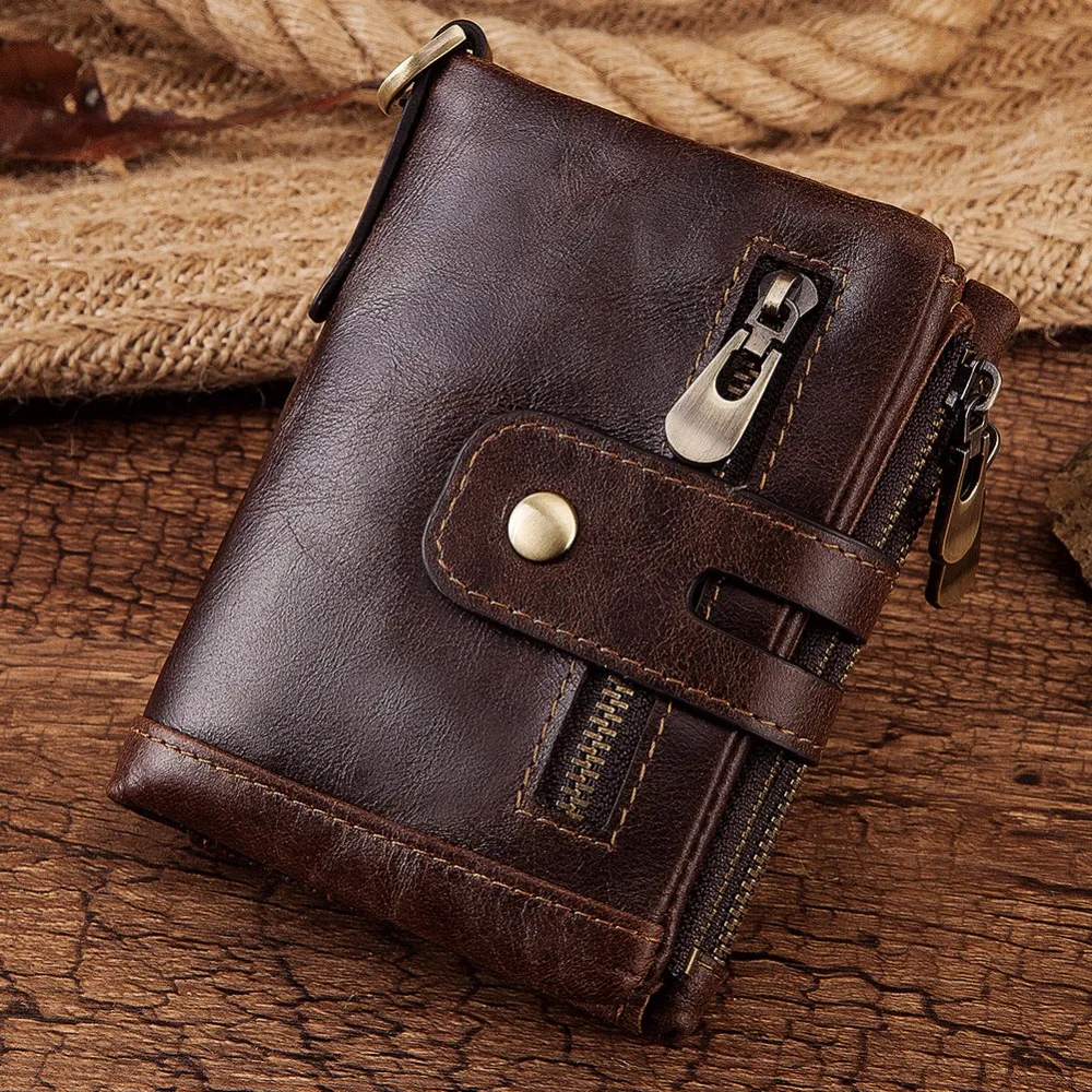 

2019 New Vintage Men Wallet Genuine Leather Short Wallets Male Multifunctional Cowhide Purse Gift Coin Pocket Portomonee