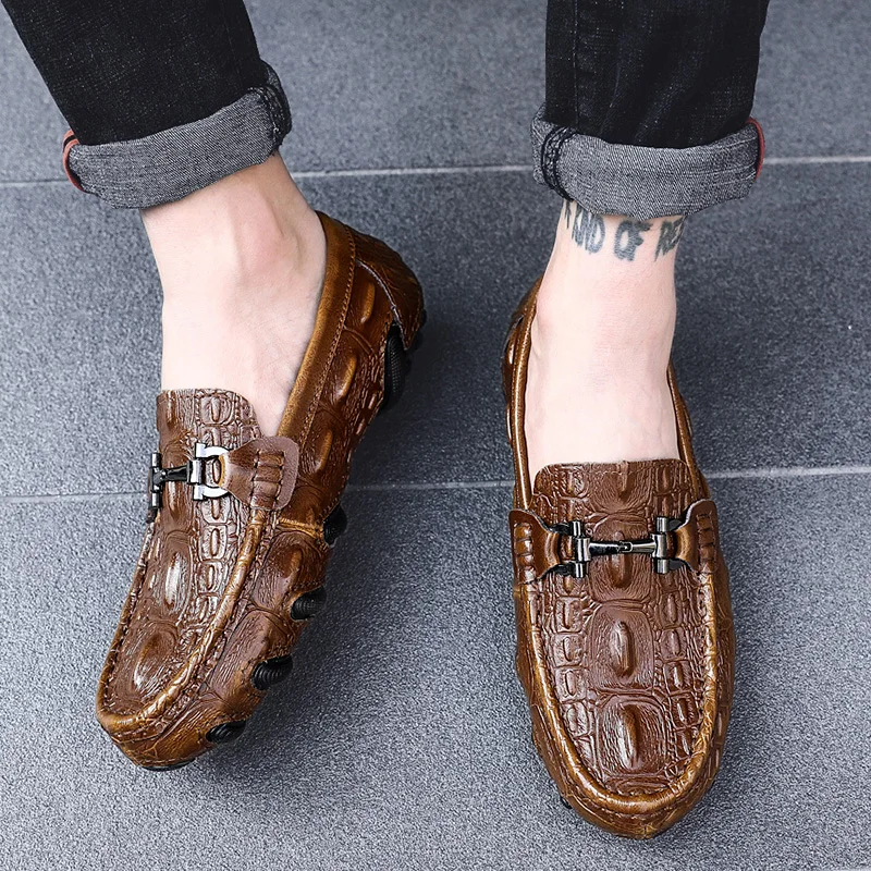 

Leather Men Shoes Spring Fashion cow genuine Leather Men Flats High Quality Casual Shoes For Men lace up outdoor Driving Shoes