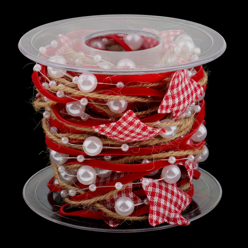 5 Meters Red Beaded Lace Trims Sewing Polyester Applique For Christmas Craft | Дом и сад