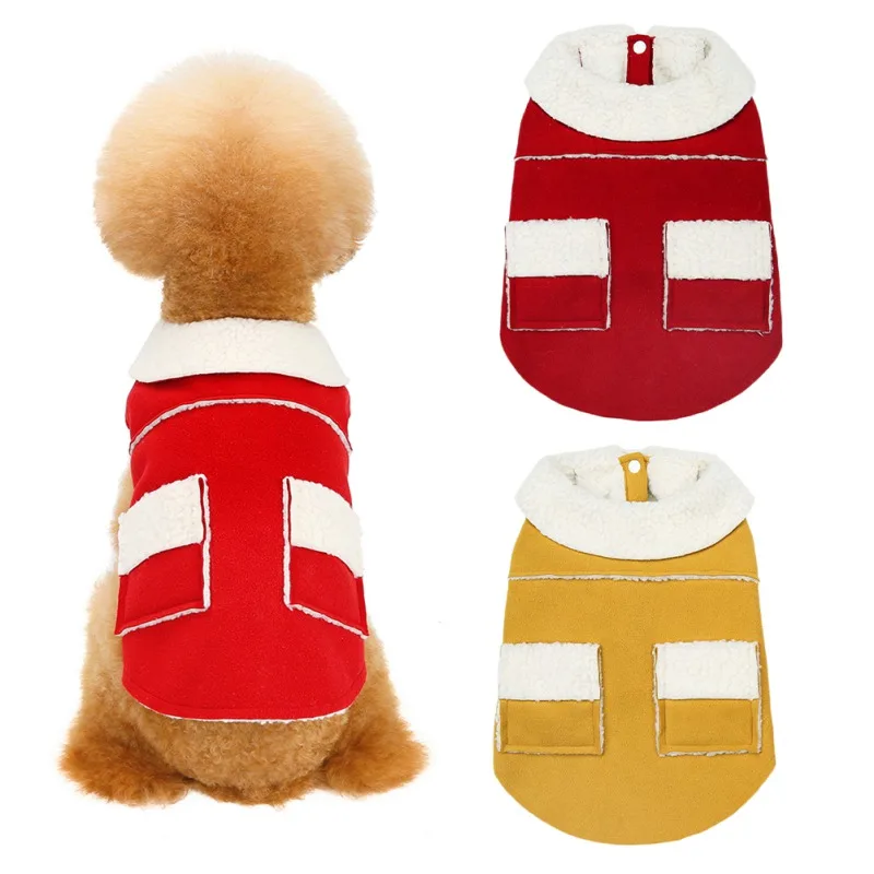 

Dog Sweater Winter Warm Fleece Suede Cashmere Pet Coat Jackets Cold Weather Vest Windproof Small Dogs Cats Outfit Apparel