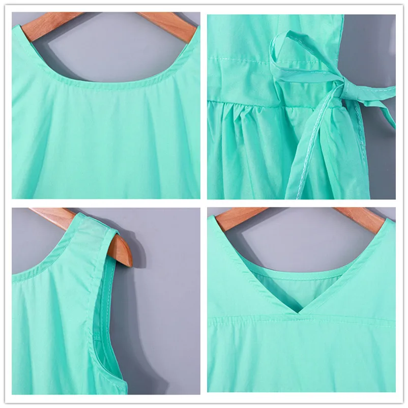 Летнее Хлопковое платье с v-образным вырезом без рукавов | Детская одежда и обувь