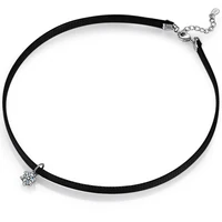 100 925 sterling silver trendy shine crystal star ladies choker necklace jewelry women short rope chains drop shipping cheap