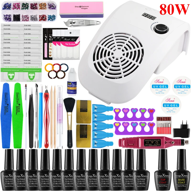 choose 12 color 80W Лак для ногтей Set12/18 Гель-лак для ногтей, комплект одежды для девочек ростом 80 Вт лампы для ногтей, набор инструментов для ногтей для наращивания ногтей гель Электрический Фрезер для ногтей, сверлильный комплект маникюрный набор - Цвет: choose 12 color 80W