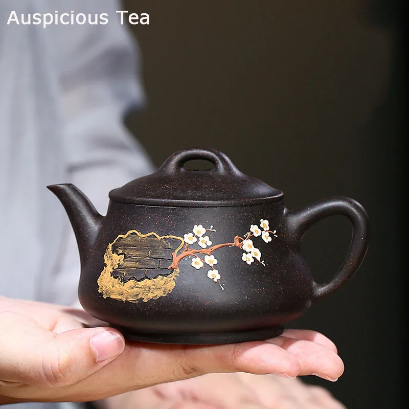 

210ml Chinese Yixing Authentic Tea Pot Handmade Flower Pattern Purple Clay Teapot Beauty Kettle Home Teaware Tea Ceremony Gifts