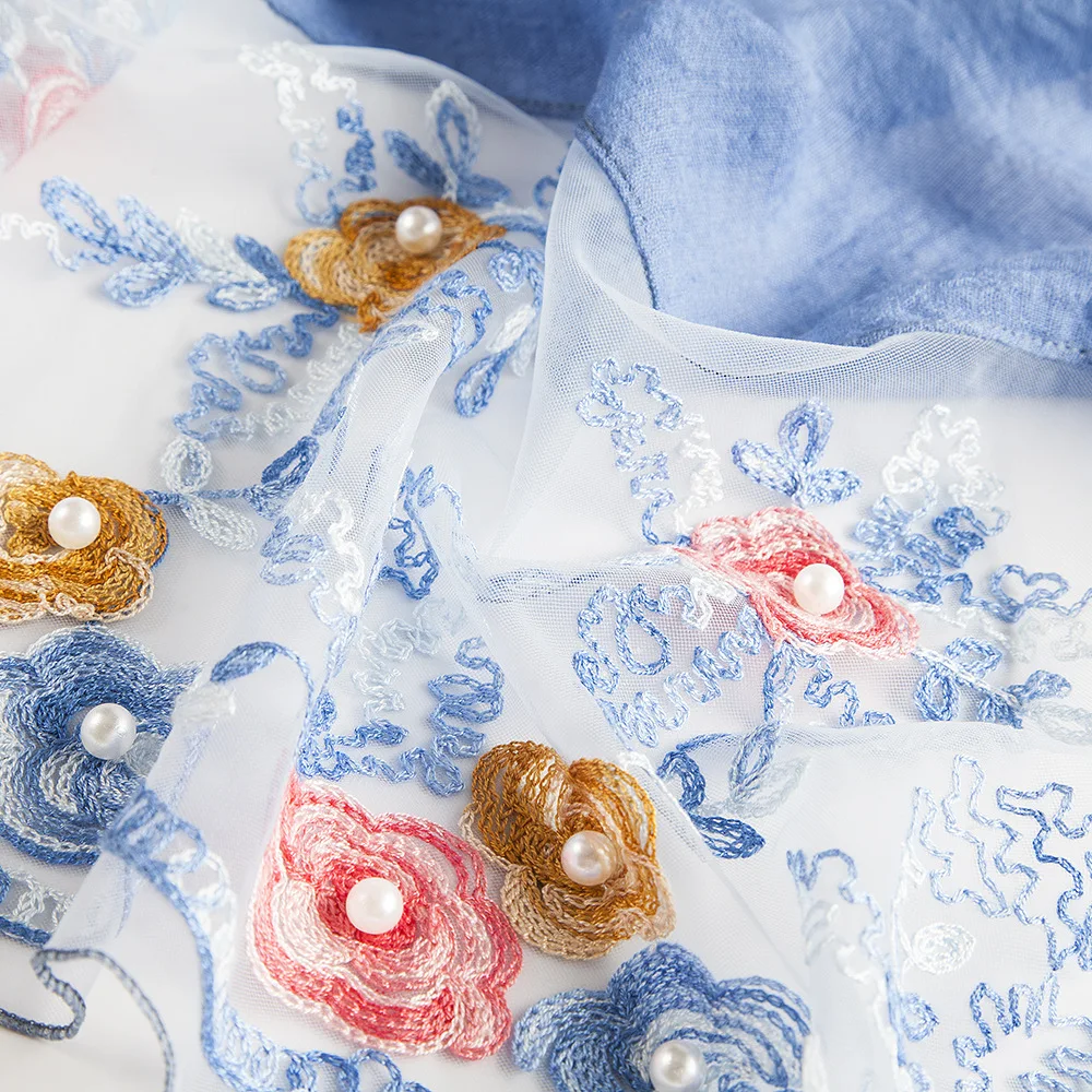 Чистая Пряжа маленькая Роза ногтей бисера леди шарф мода сто-набор вышитые из