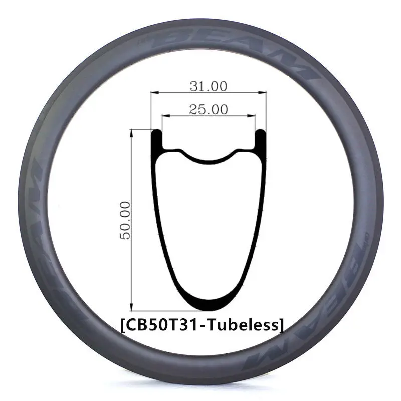 

[CB31TH50-700C] Ultralight 440g 31mm wide 50mm Depth 700C Carbon Gravel CX Road Rims Hookless Clincher carbon wheels