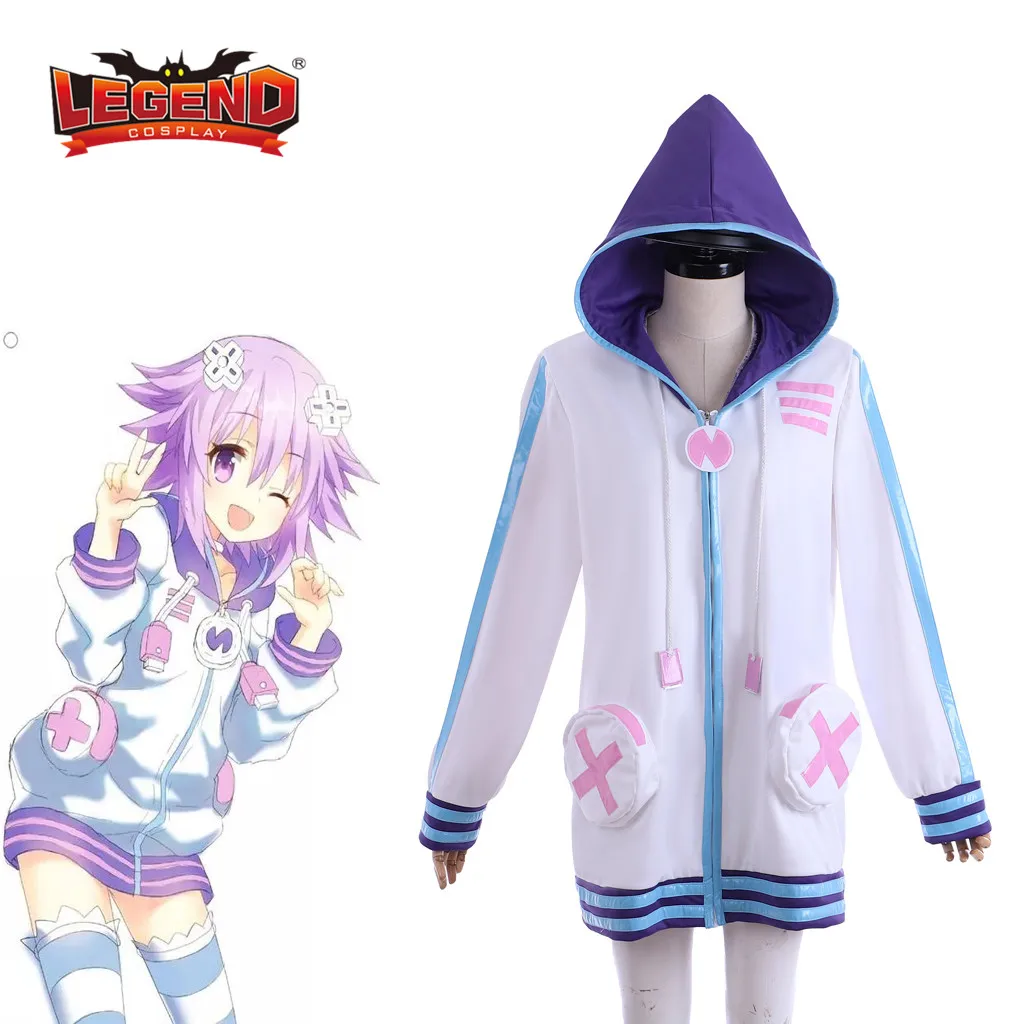 Косплэй Легенда Нептун Hyperdimension Neptunia костюм Толстовки с капюшоном на молнии