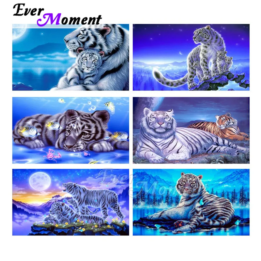 Алмазная мозаика с изображением белого тигра Лунная рыба 5D Сделай Сам полная