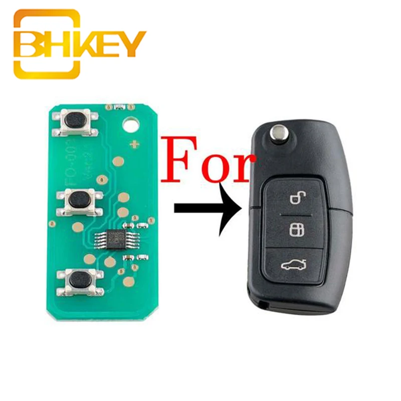 BHKEY дистанционный Автомобильный ключ PCB для Ford Fusion Focus Mondeo Fiesta Galaxy 3 кнопки 433 МГц Key