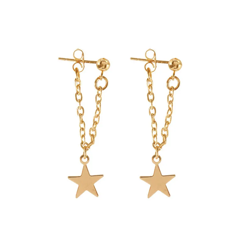 Серьги-цепочки со звездами ювелирные изделия с кисточками для девушек простые