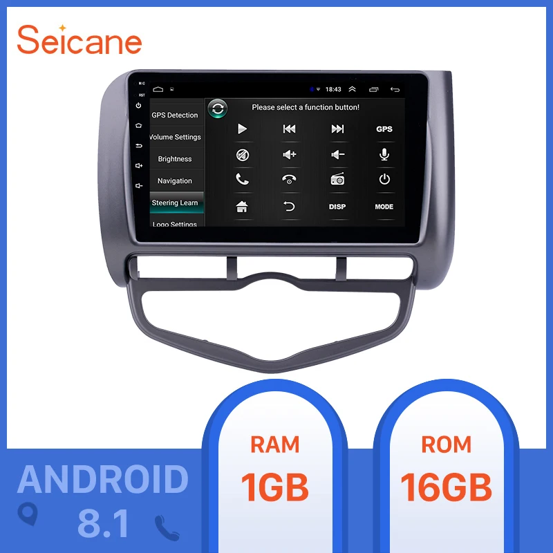 Автомобильный GPS-радиоприемник Seicane 9 дюймов Android 8 1 для Honda Jazz City Auto AC с левым рулем