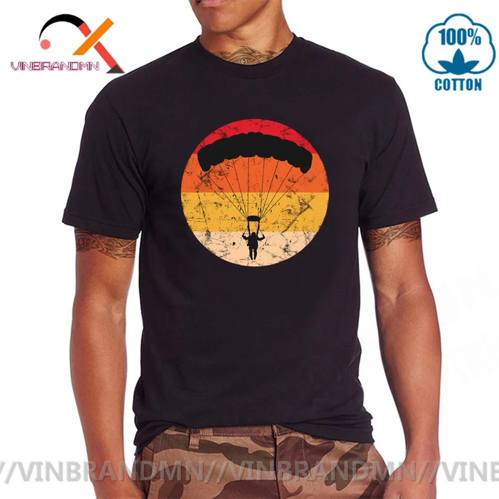 Винтажная параплана Мужская футболка в стиле ретро с парашютом небом дайвингом