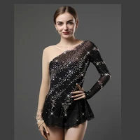 liuhuo figure skating dress womens girls ice performance black competition leotard artistic costume dance adult long sleeve