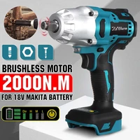 2000n m brushless cordless electric impact wrench 12 inch socket powerful tools led light adapt to makita 18v battery
