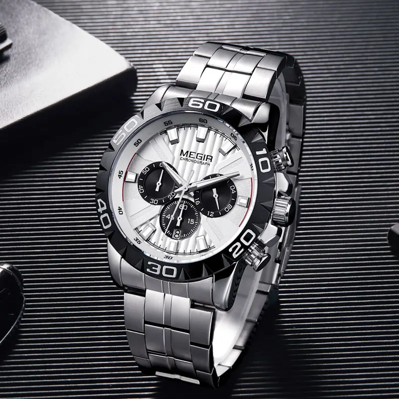 Часы наручные MEGIR Мужские кварцевые брендовые Роскошные водонепроницаемые до 30 м