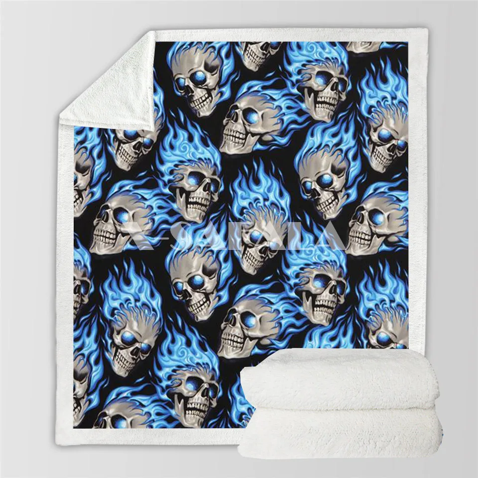 

Flower Skull Head Trippy Dark 3D Print Plush Throw Sherpa Fleece Bedspread Blanket Vintage Bedding Square Picnic Wool Soft-1
