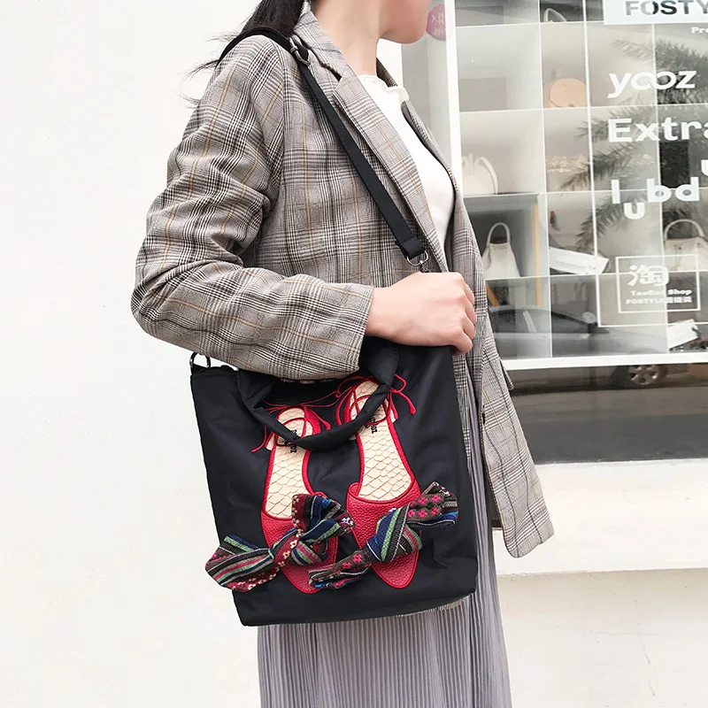 Многофункциональная Сумка-тоут с вышивкой для обуви модная сумка через плечо