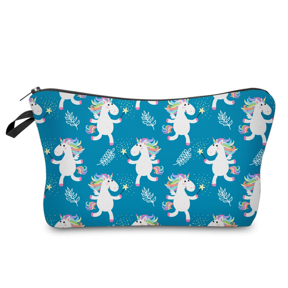 Deanfun 3D напечатанный Синий Единорог косметичка Водонепроницаемая для девочек