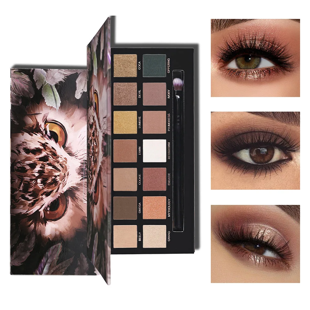 Профессиональные 14 цветов Тени для век матовые мерцающие тигровые Совы палитра