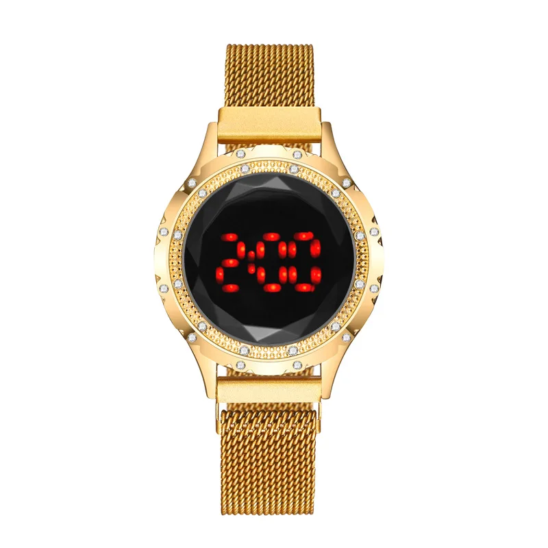 new womens luxury led watch women mesh magnet buckle digital watches zegarek damski top brand female clock relogio feminino hot free global shipping