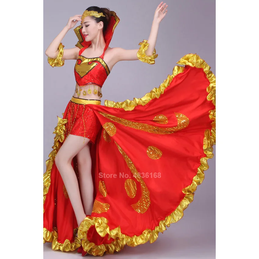 Dance Gypsy Skirt Woman Spanish Flamenco Costumes Lace Embroidery Carnival Party Belly Spain Stage Performance Clothing | Тематическая