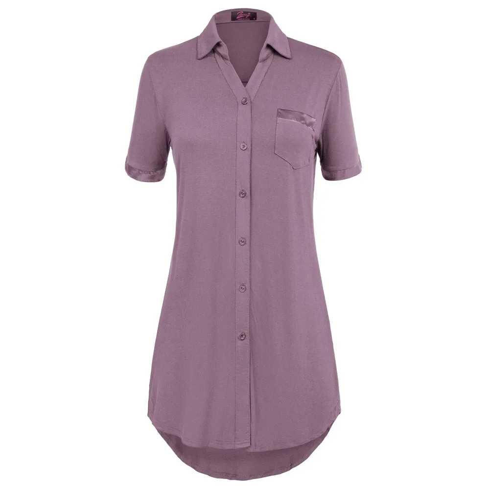 

Loose Women's Comfortable Short Sleeve Sleep Shirt Sleepwear Nightdress Nightie Soft Home Oversize Lingerie