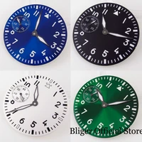 bliger luminous fit eta 6497 st 3600 mechanical 37mm watch dial sub dial sunburst bluegreen dial black edge hand set