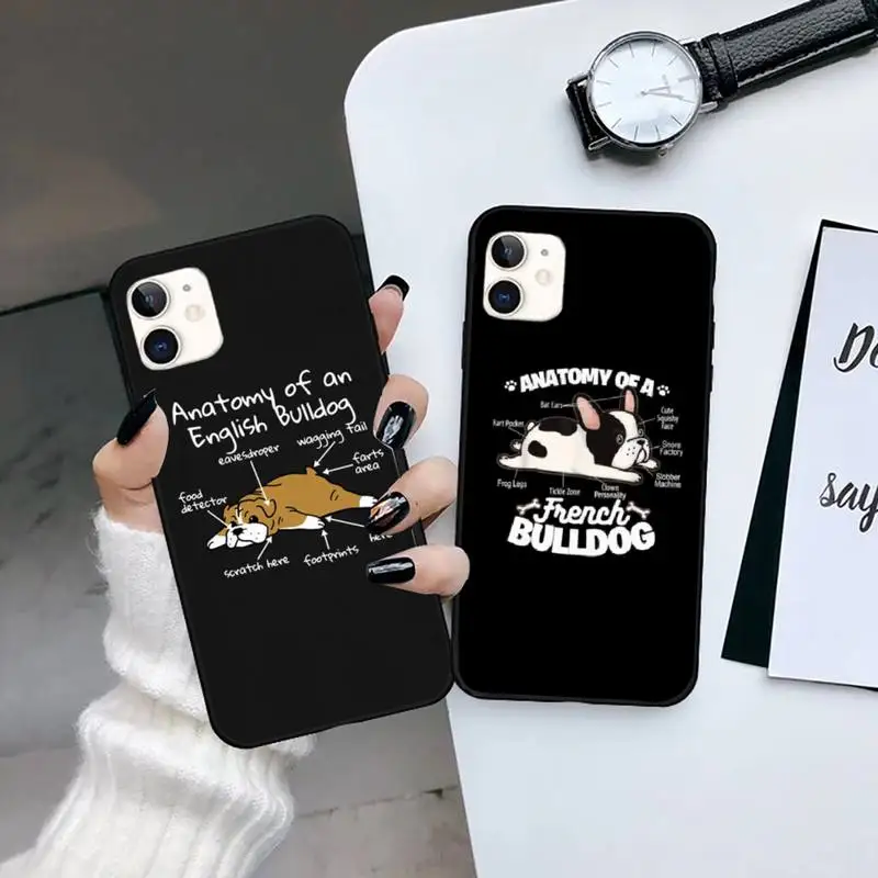

Anatomy Of A Bulldog Phone Case for iPhone 7 8 11 12 Pro X XS XR Samsung A S 6 7 9plus 10plus 21s 71 funda cover