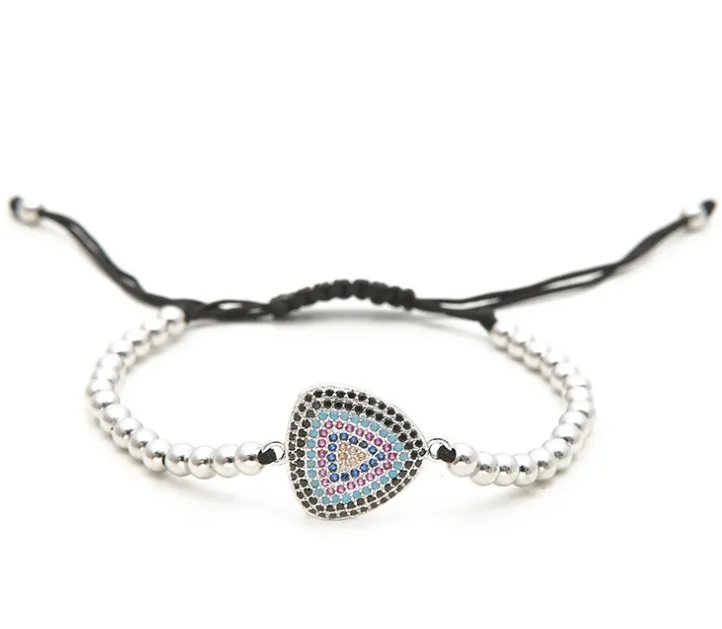 Женский браслет из медного бисера с регулируемой веревочкой кубического