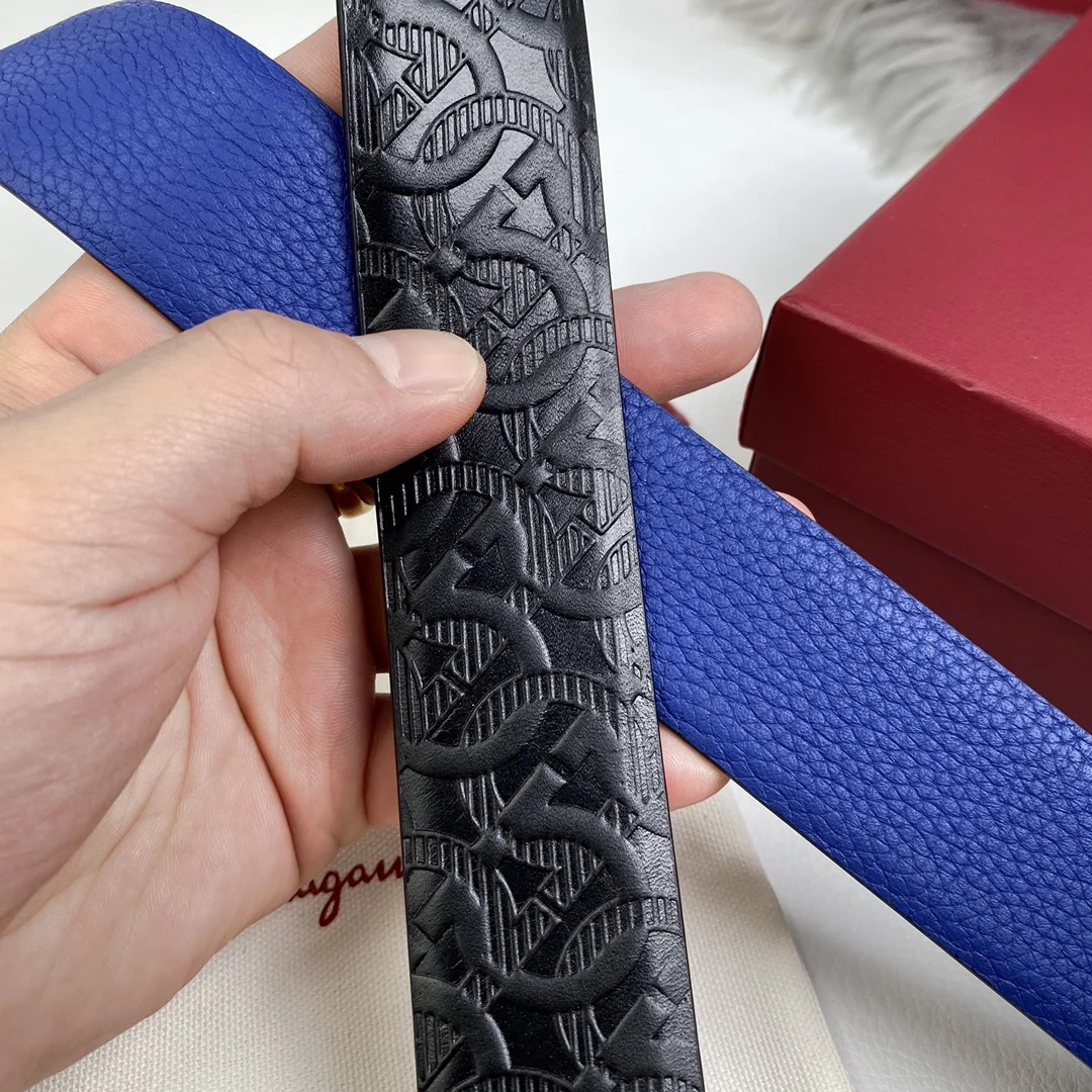 

2021 fashion brand designer men's leather belt double sides available leisure business belt gift box package