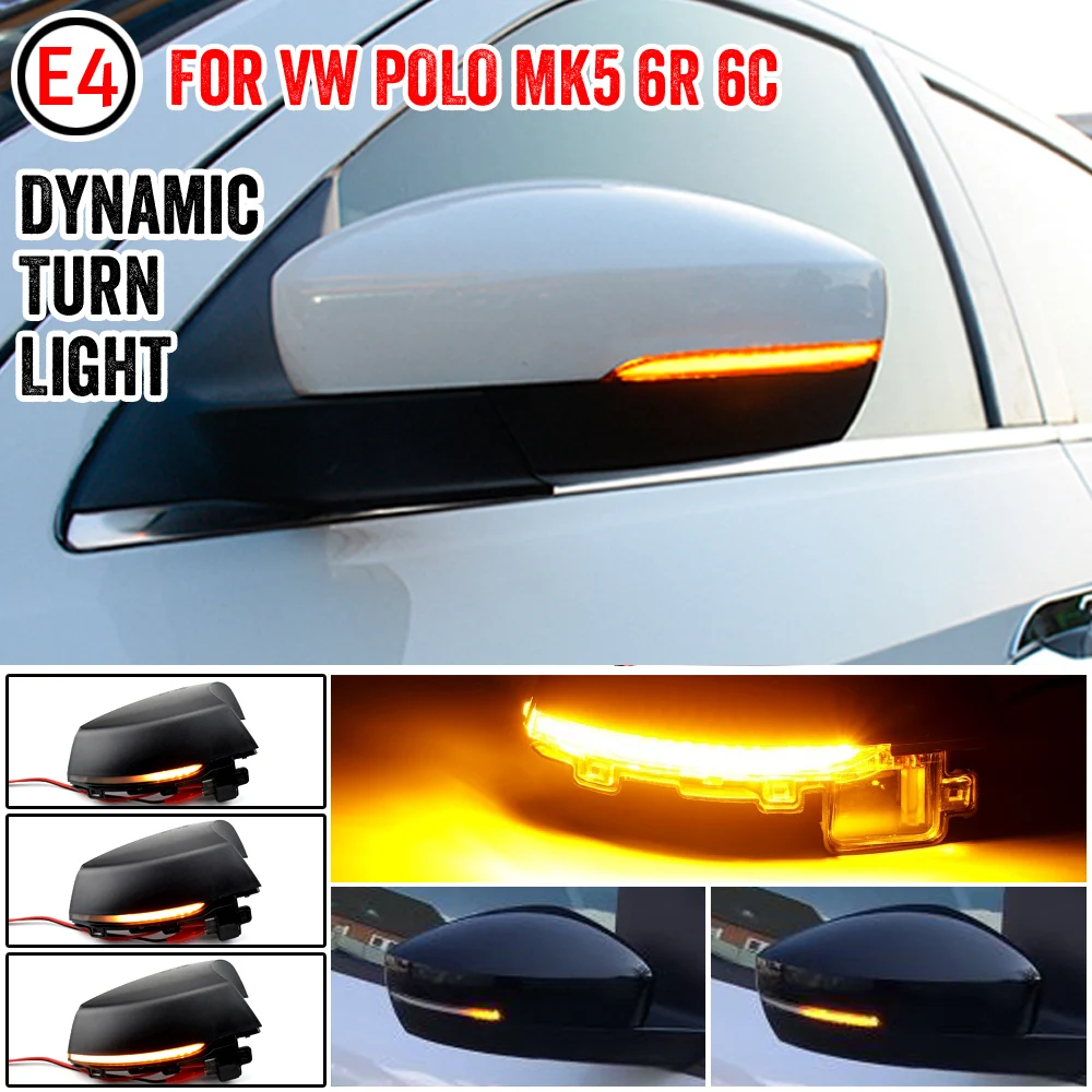 

For Volkswagen VW Polo MK5 6R 6C 2009 -2017 Dynamic Turn Signal LED Side Rearview Mirror Indicator Blinker Repeater Light