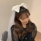 Фотография реквизит головной убор белый бант вуаль шпилька Длинные ленты большой заколки-пряжки свадебные аксессуары для волос