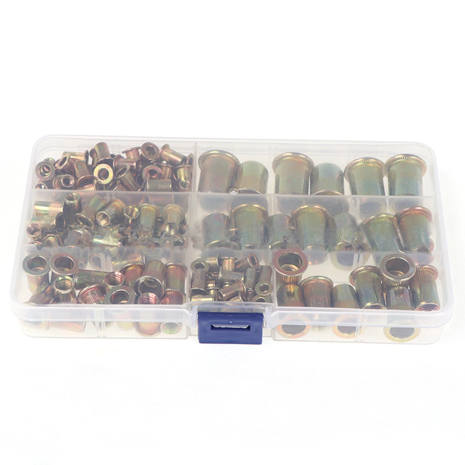

166pcs Rivet Nut Set Portable Zinc-Plated Steel Knurled Rivet Nuts For Convenient Carry Steel Rivet Nuts Set