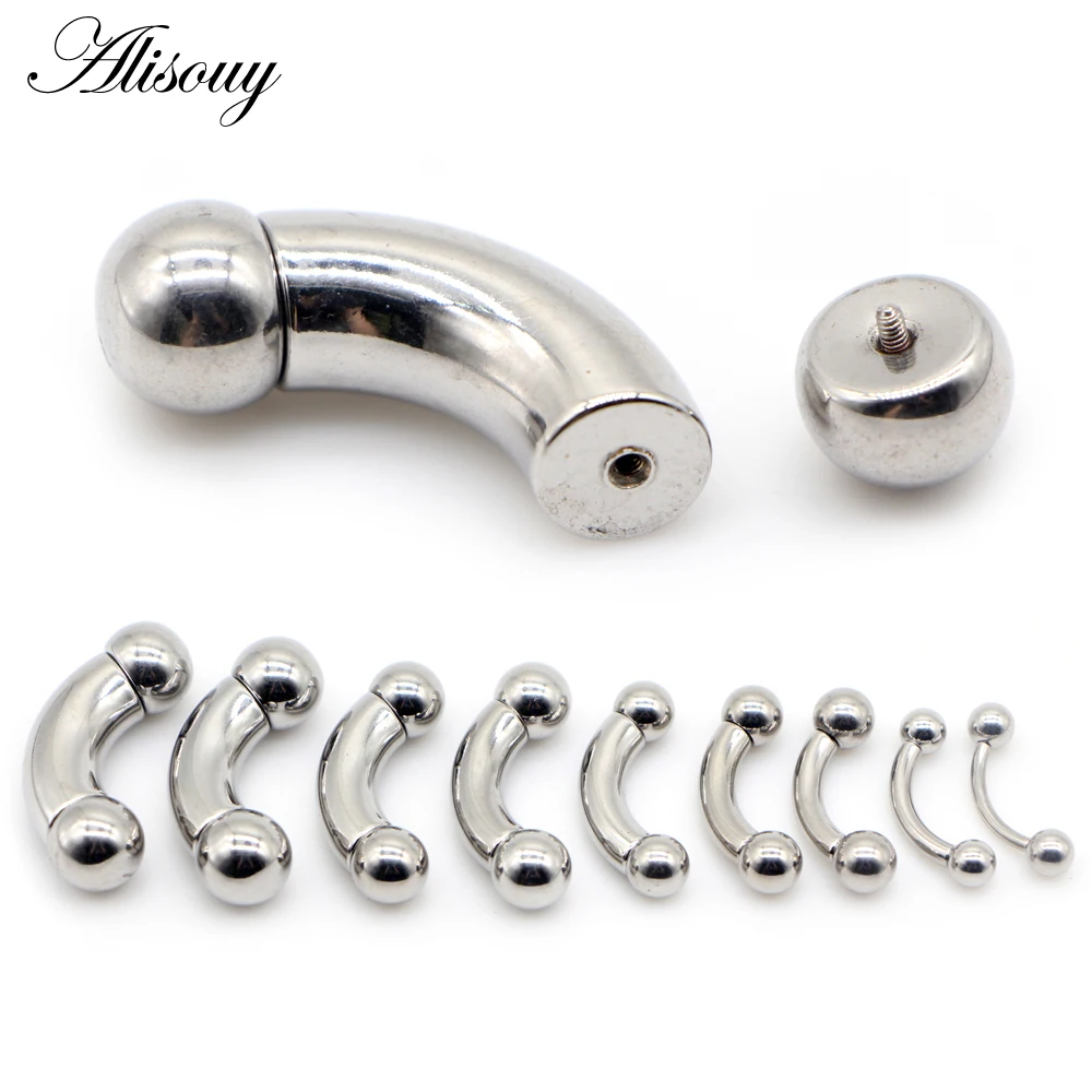 

Alisouy 1pc Stainless Steel Big size Nostril Nose Nipple Ring Curved Barbell Tragus Earring Eyebrow Bar Piercing Body Jewelry