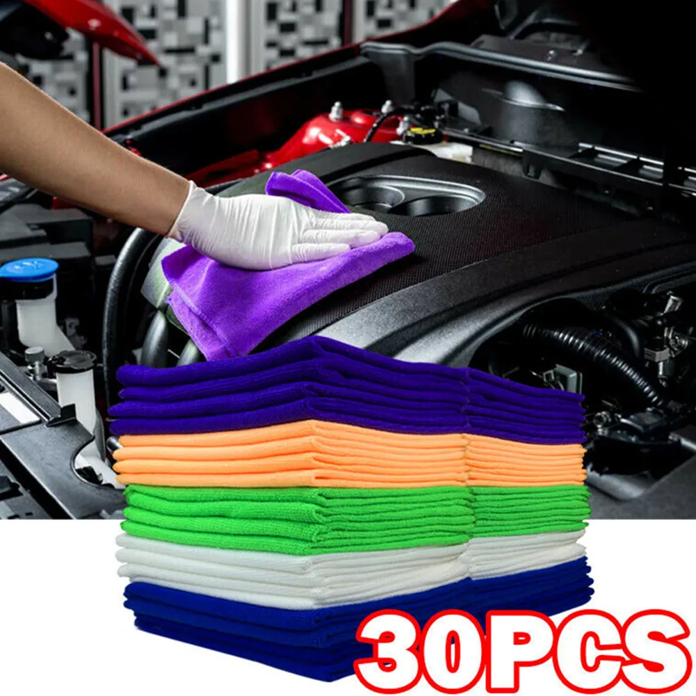 

Kitchen Towels Microfiber No-Scratch Polishing Rag Wash 30 Pieces 30cm Car