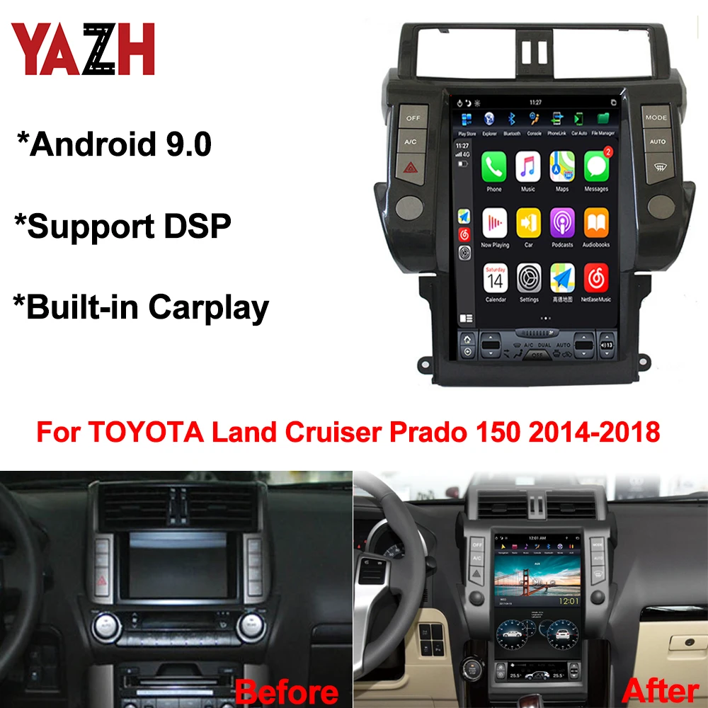 Автомобильное мультимедийное радио YAZH 4 Гб Android 9 0 для TOYOTA Land Cruiser Prado 150 2014 2015 2016 2017