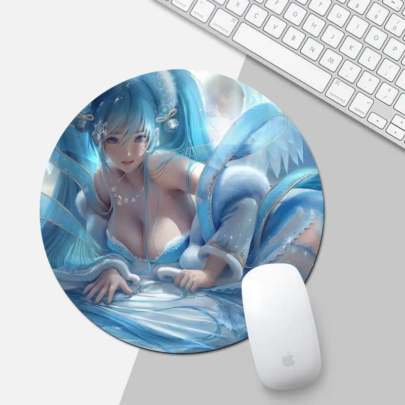 

3D Anime Girl Locking Edge Mouse Pad Game Round Non-slip Cushion