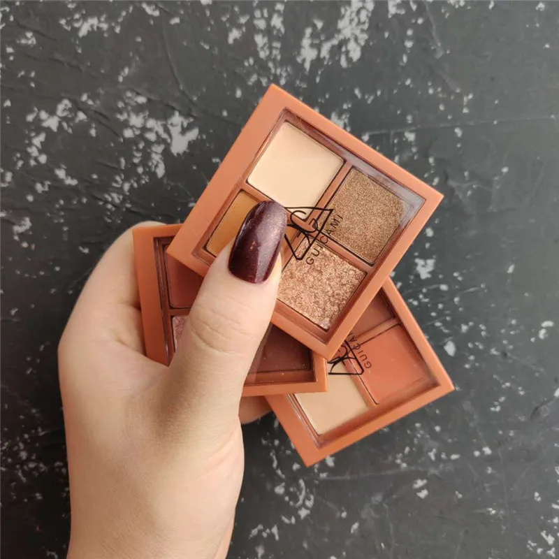 Палитра теней для век 4 цвета матовые мерцающие пигментированные тени |