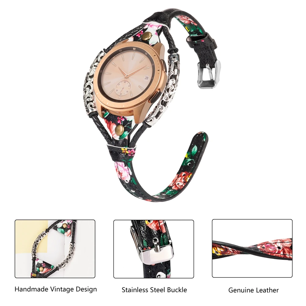 2020 New Women Leather Band for Samsung Galaxy Watch 42mm Fashion Leisure Genuine Leather Strap for Active 2 40mm 44mm