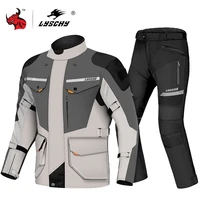 lyschy motorcycle jacket pants suit cold proof waterproof winter men motorbike riding moto jacket protective gear armor clothing