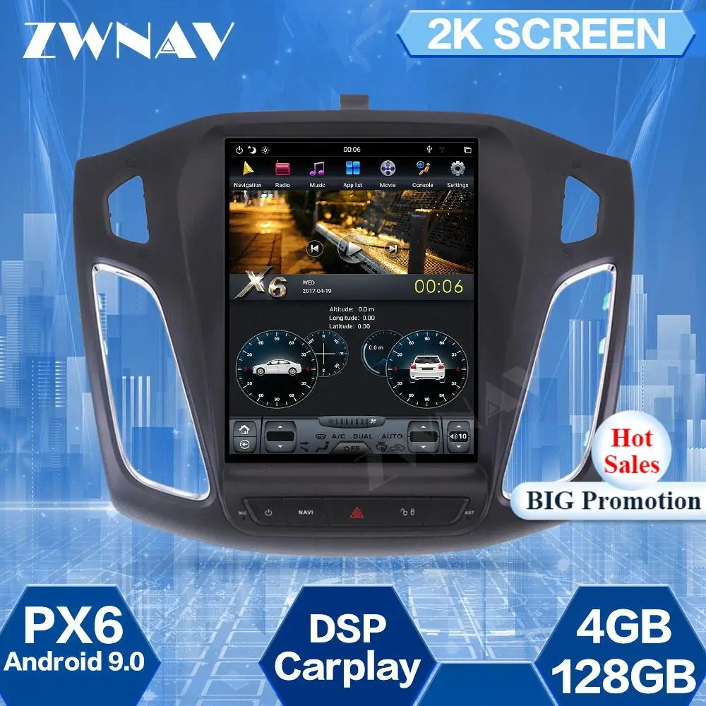 

128G Tesla Screen For Ford Focus 2012 2013 2014 2015 2016 2017 2018 Android 9.0 Car Multimedia Player GPS Navi Radio Stereo Unit