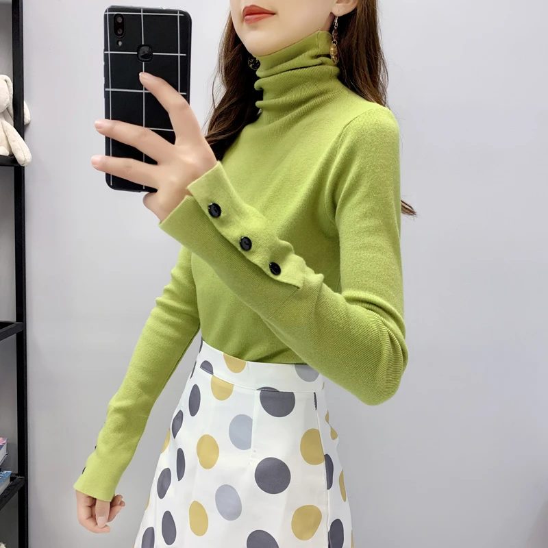 2020 New Turtleneck Knitted Elastic Sweater Pullover Women Long Sleeve Fashion Slim Winter Tops Jumpers Ladies Sweaters | Женская одежда