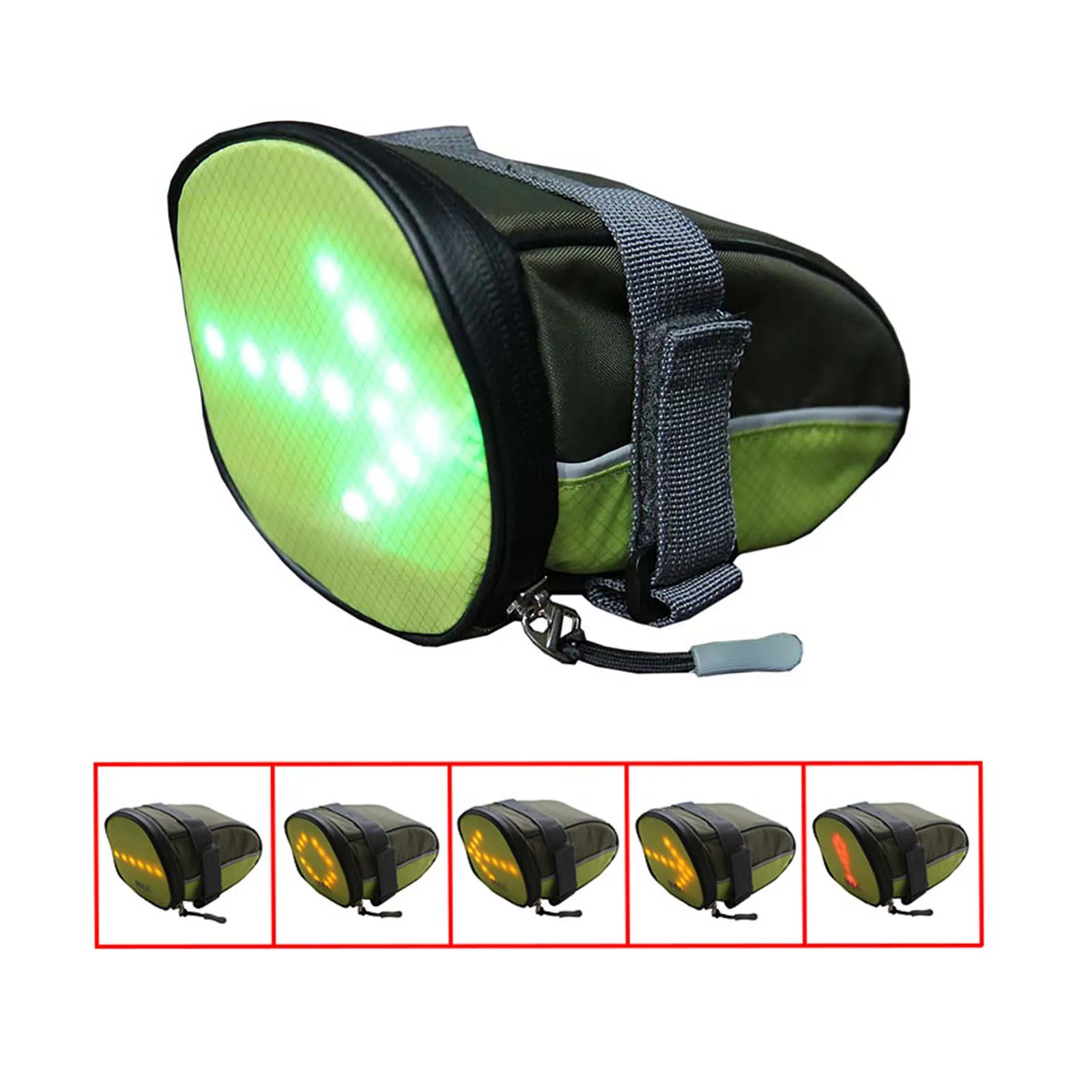 

Bicycle Under Seat Bag With Remote Control Durable Bag Direction Indicator Light Rechargeable Reflective LED Cycling Saddle Bag