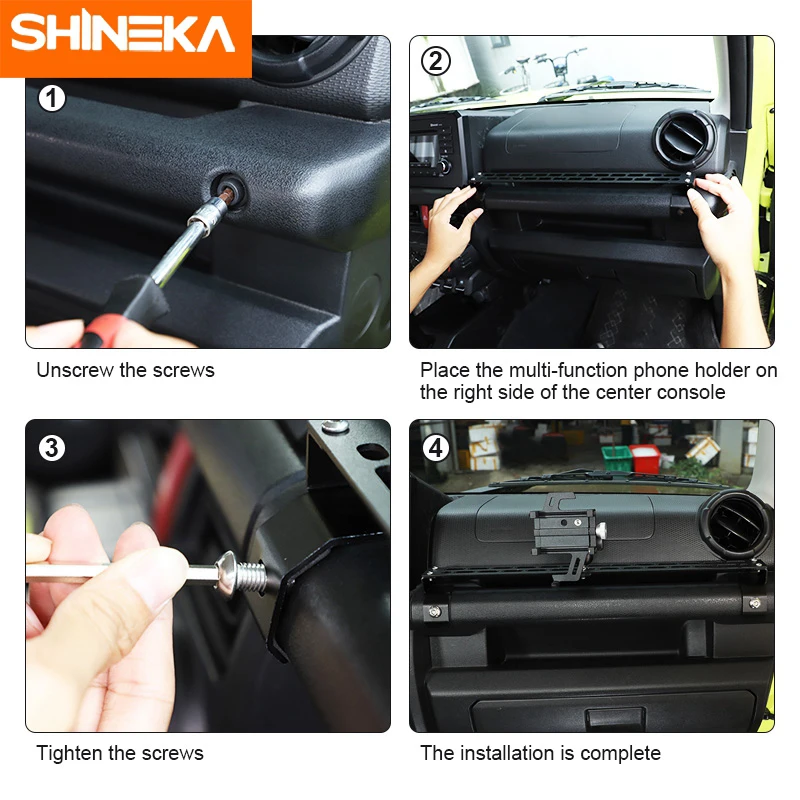 shineka car multifunction gps stand expand mobile phone holder support bracket rod accessories for suzuki jimny jb74 2019 2021 free global shipping