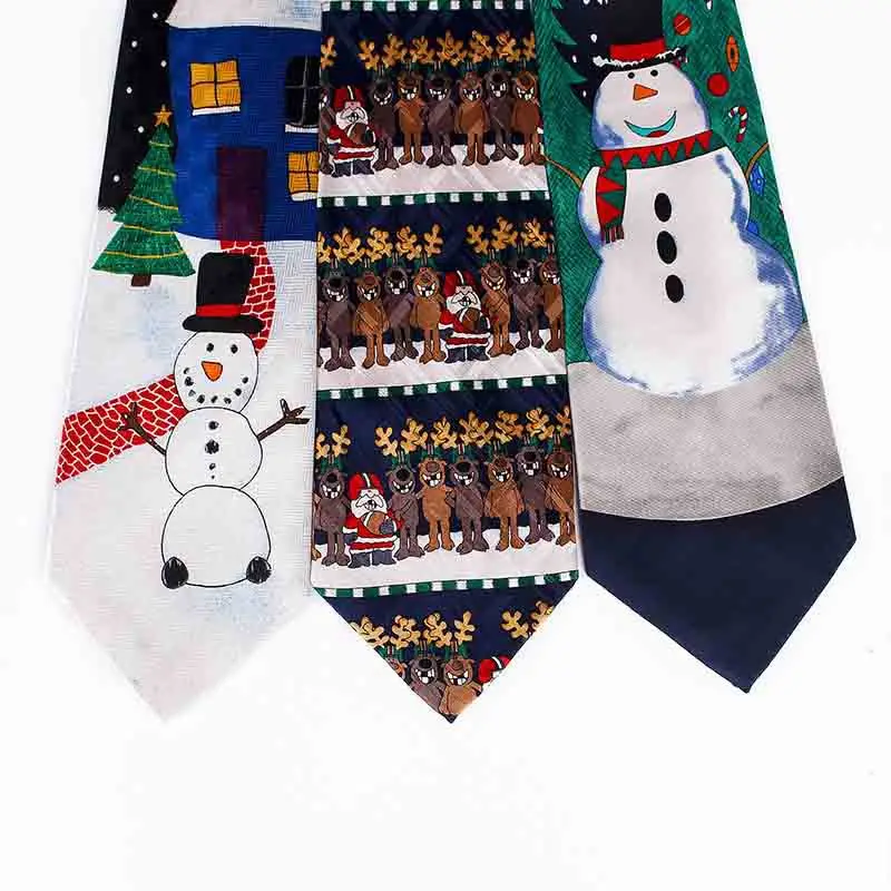10cm Wide Christmas Ties for Mens Santa Claus Snowflake Print Necktie Suits Neck Ties for Christmas Gift
