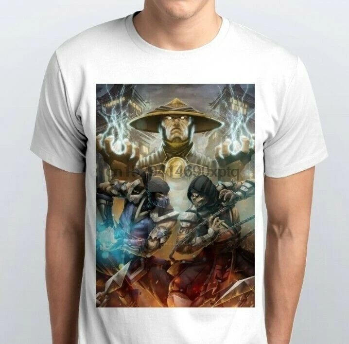 Футболка унисекс Raiden Sub Zero Scorpion Mortal Kombat Graphics белая|Мужские футболки| |