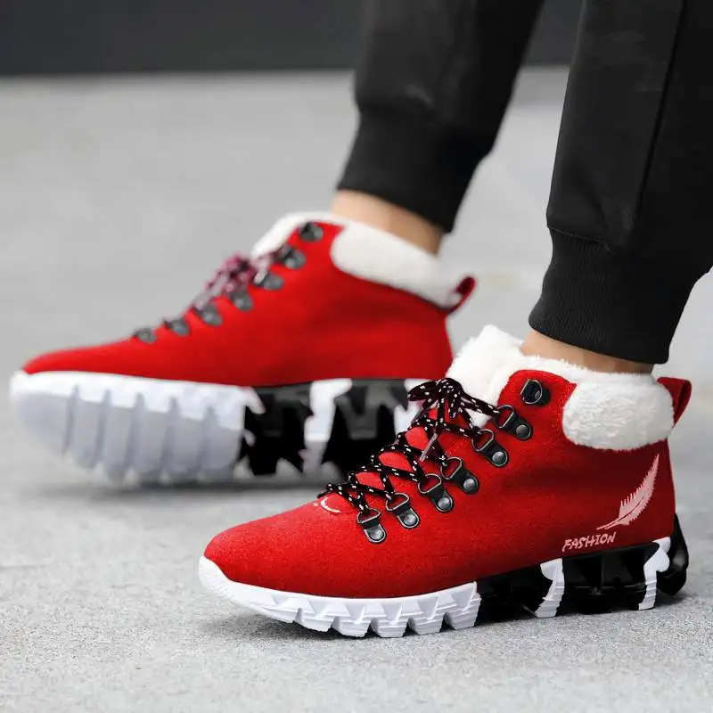 Brand Men Winter Boots Cow Suede Warm Snow Boots Work Casual Hiking Shoes Outdoor Waterproof Non-slip Ankle Boots Men Shoes