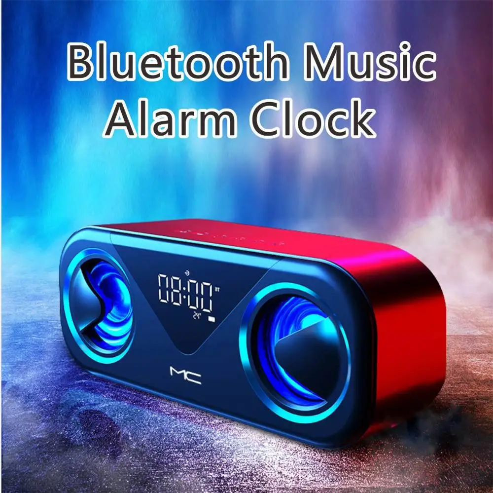 Bluetooth беспроводной динамик Tf светодиодный цифровой будильник сабвуфер двойной