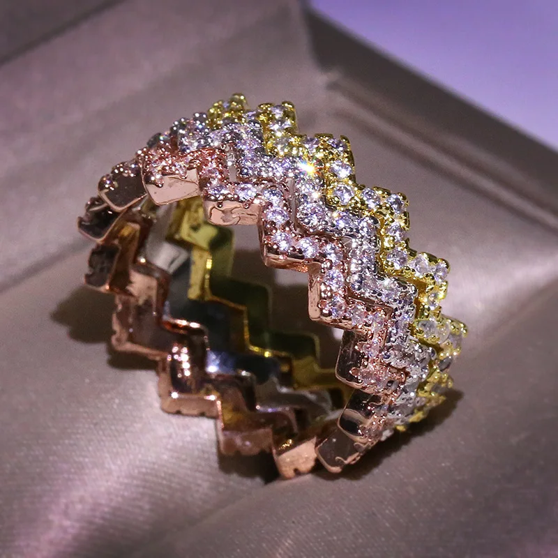 Искрящееся Женское Обручальное кольцо на палец с цирконом класса ААА